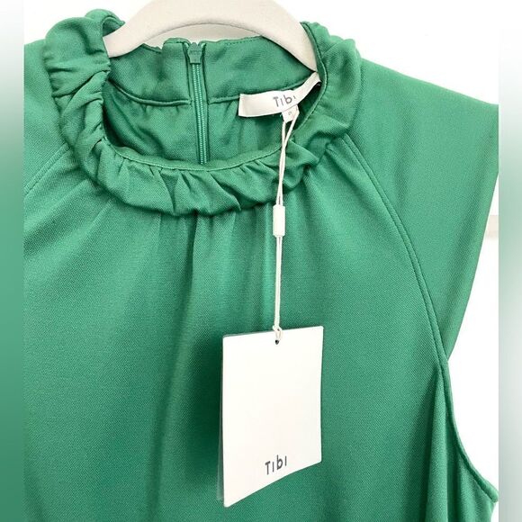 NWT TIBI Green Pique Knit ASTOR Corset Back Cutout Midi Dress - Picture 10 of 12